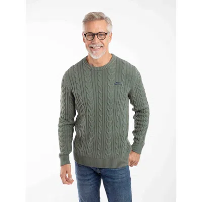Weird Fish Griffen Cable Knit Jumper In Green
