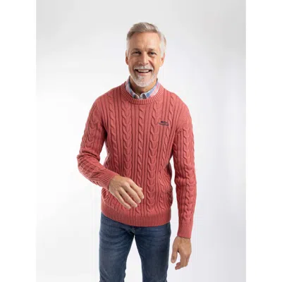 Weird Fish Griffen Cable Knit Jumper In Red