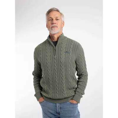 Weird Fish Heath 1/4 Zip Cable Knit Jumper In Green