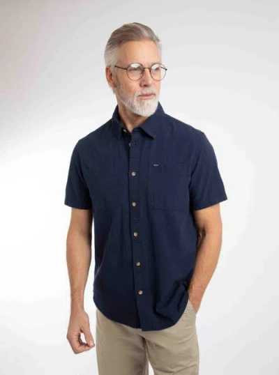 Weird Fish Hinton Textured Crepe Shirt In Blue