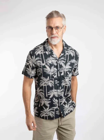 Weird Fish Holborn Printed Short Sleeve Shirt In Black
