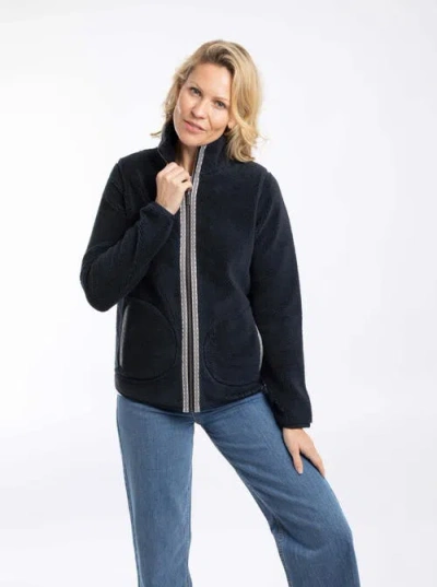 Weird Fish Lucille Lightweight Full Zip Borg Fleece In Blue
