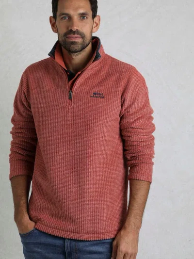 Weird Fish Newark 1/4 Zip Grid Fleece In Red
