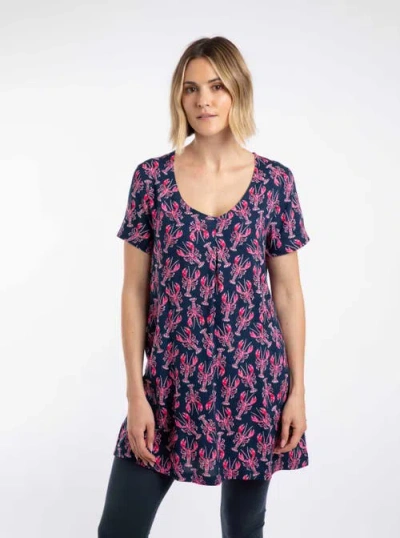 Weird Fish Nuri Printed Viscose Tunic Top In Blue