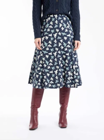 Weird Fish Romaro Printed Jersey Midi Skirt In Blue