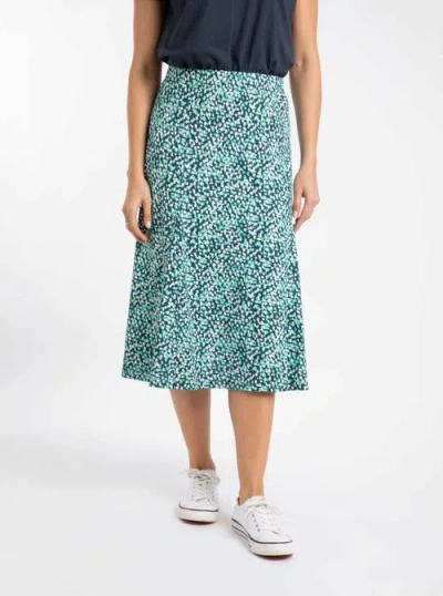 Weird Fish Romaro Printed Jersey Midi Skirt In Blue