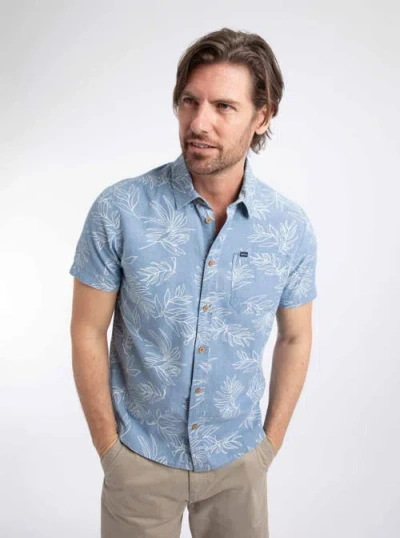 Weird Fish Russell Printed Short Sleeve Shirt In Blue