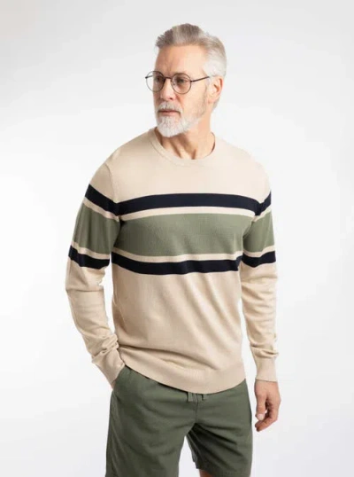 Weird Fish Ryker Stripe Crew Neck Jumper In Orange