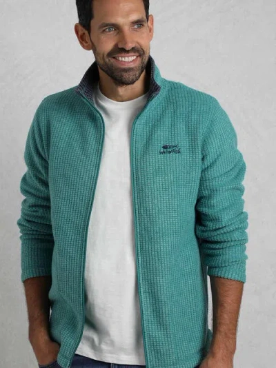 Weird Fish Shires Full Zip Grid Fleece In Green