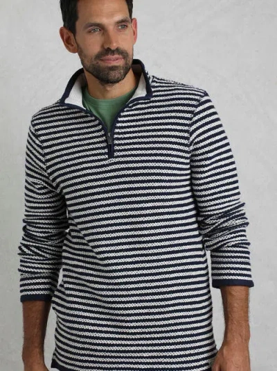 Weird Fish Shorling 1/4 Zip Stripe Macaroni
