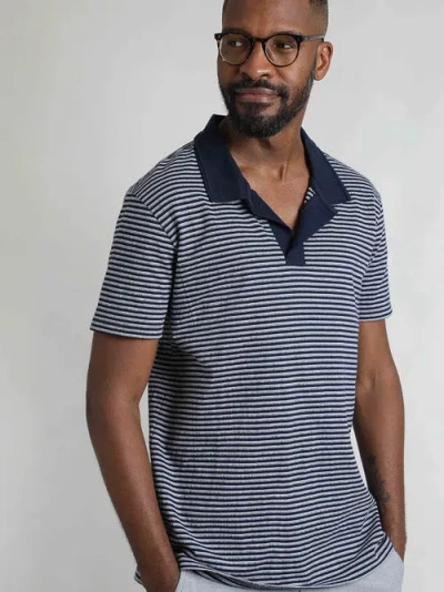 Weird Fish Virgil Short Sleeve Polo Shirt In Blue