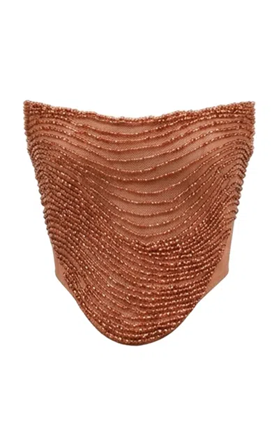Weise Brisa Sequined Corset Top In Brown