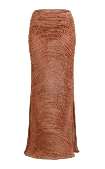 Weise Duna Rippled Maxi Skirt In Brown