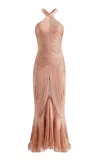 Weise Sirena Ruffled Mesh Maxi Dress In Pink