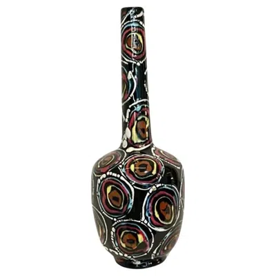 Pre-owned Weiss . Brazilian Modern Ceramic Vase, C. 1950 / 27 X 11 X 11 Cm In Black