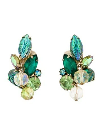 Pre-owned Weiss Crystal & Resin Clip On Earrings In Multi