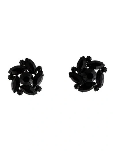 Pre-owned Weiss Crystal Clip-on Earrings In Black