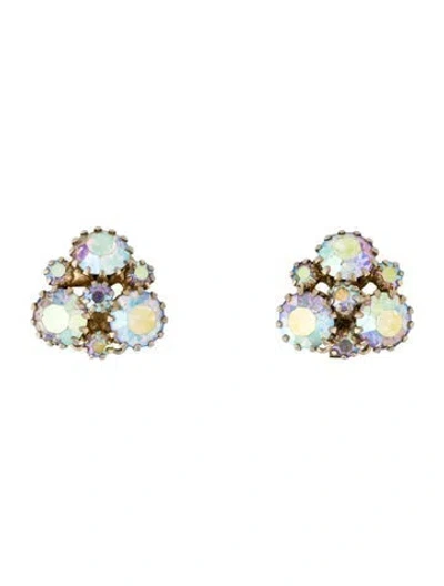 Pre-owned Weiss Crystal Clip-on Earrings In Multi