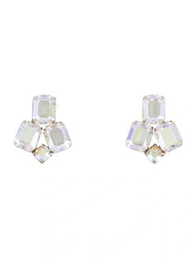 Pre-owned Weiss Crystal Clip-on Earrings In Silver