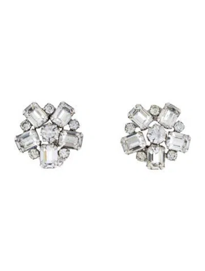 Pre-owned Weiss Crystal Cluster Clip On Earrings In Multi