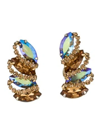 Pre-owned Weiss Crystal Cluster Clip On Earrings In Multi
