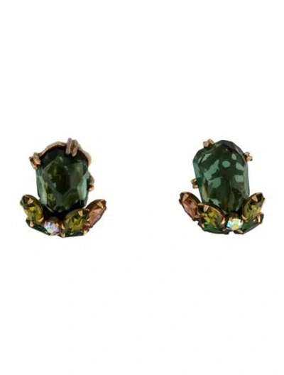 Pre-owned Weiss Crystal Cluster Clip On Earrings In Multi