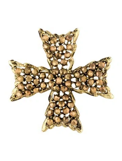 Pre-owned Weiss Crystal Cross Brooch Pin In Multi