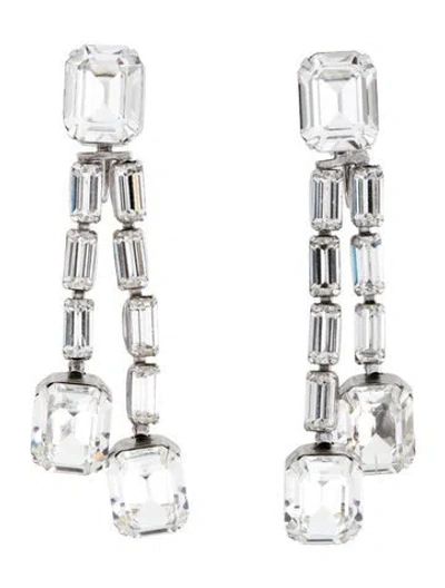 Pre-owned Weiss Crystal Drop Clip-on Earrings In Multicolor