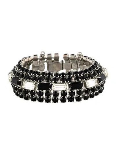 Pre-owned Weiss Crystal Link Bracelet, 6.25" In Black