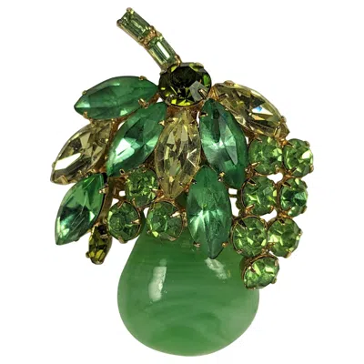 Pre-owned Weiss Jeweled Pear Brooch In Multi