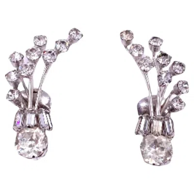 Pre-owned Weiss Moveable Rhinestone Clip On Climbers In Multi