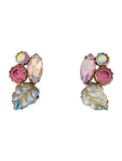 Pre-owned Weiss Multicolor Cluster Clip On Earrings