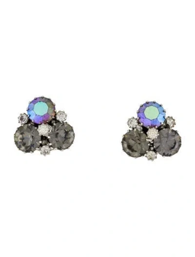 Pre-owned Weiss Multicolor Crystal Cluster Clip On Earrings