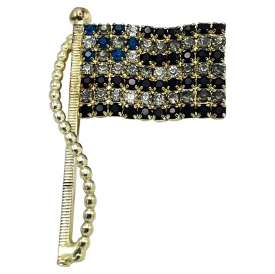 Pre-owned Weiss Patriotc Ww2 Us Flag, Rhinestones Blue, Clear And Red, Signed , 1940's In Multi