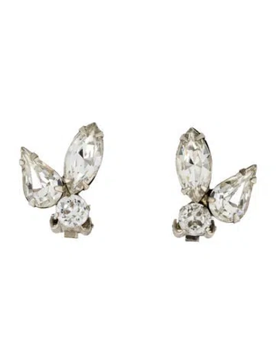 Pre-owned Weiss Vintage Crystal Clip-on Earrings In Transparent