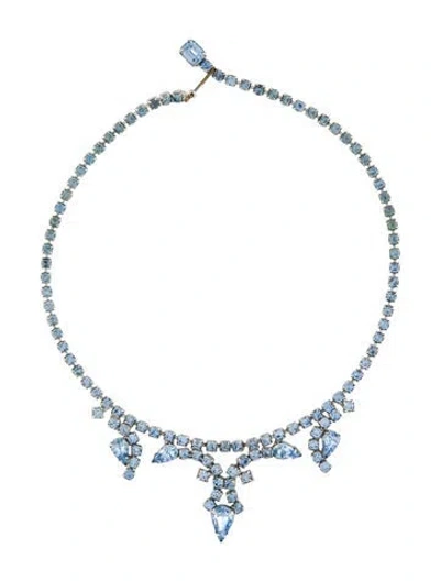 Pre-owned Weiss Vintage Crystal Collar Necklace, 16" In Blue
