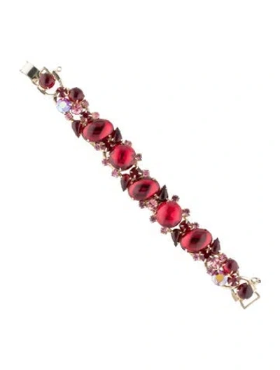 Pre-owned Weiss Vintage Glass "fruit Salad" Link Bracelet, 6.75" In Pink/red