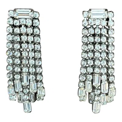 Pre-owned Weiss Vintage  Rhinestone Clip On Earrings In Multi