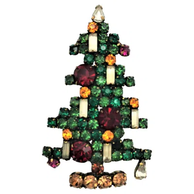 Pre-owned Weiss Xmas Tree Brooch By , Cut Swarovski Rhinestones From The 1940s In Multi