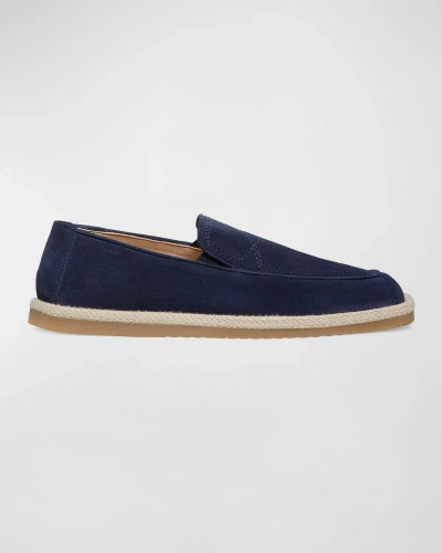 Weitzman Men's Harbor Venetian Suede Espadrilles In Navy