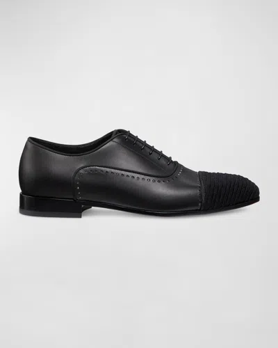 Weitzman Men's Premiere Party Cap-toe Oxford Loafers In Black