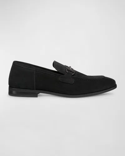 Weitzman Men's Simon Suede Bit Loafers In Black