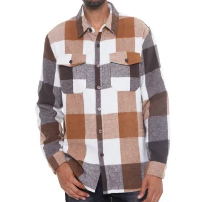 Weiv Heavy Plaid Flannel Shirt In Brown