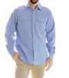 Weiv Long Sleeve Button Down Flannel In Light Blue In Blue
