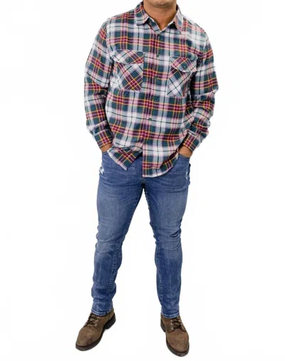 Weiv Long Sleeve Button Down In Green Plaid In Blue