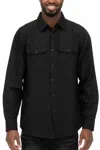 Weiv Long Sleeve Solid Flannel Button Down Shirt In Black
