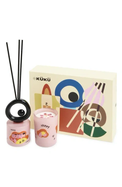 Wekükü Wekuku Big Eye Tomato Leaves Scented Candle & Fragrance Diffuser Gift Set In Pink