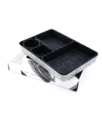 Welaxy Felt 5 Piece Desk And Drawer Organizer Bin Set In Charcoal