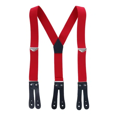 Welch Men's Elastic Button-end Y-back 1 1/2 Inch Double Face Suspenders In Red