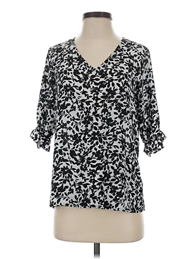 Pre-owned Well Worn 3/4 Sleeve Blouse In Black